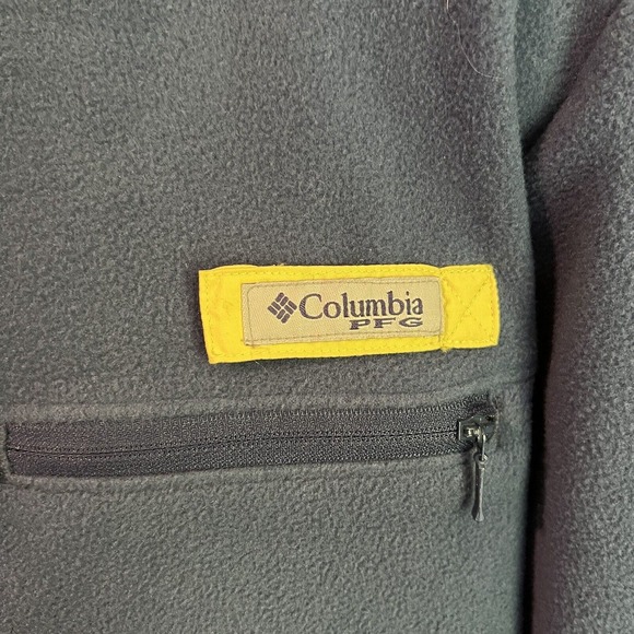 Columbia PFG Sweater Mens XL Navy Blue Fleece 1/4 Snap Mock Neck Pocket Pullover - Picture 4 of 14